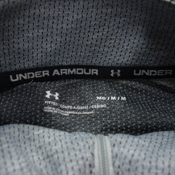Under Armour Sweatshirt Womens Medium Gray Fitted Stretch 1/4 Zip Mock Neck - Picture 4 of 9